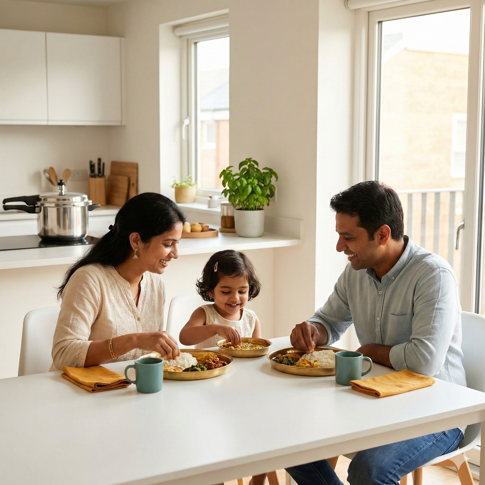 Happy Indian family enjoying a stress-free meal
